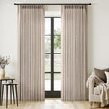 MIULEE Pinch Pleated Thick Linen Curtains 90 Inches Long 2 Panels for Living Room Bedroom, Linen Texture Memory Trained Drapes Pinch Pleat Rustic Farmhouse Window Curtains with Hooks&Rings, Taupe