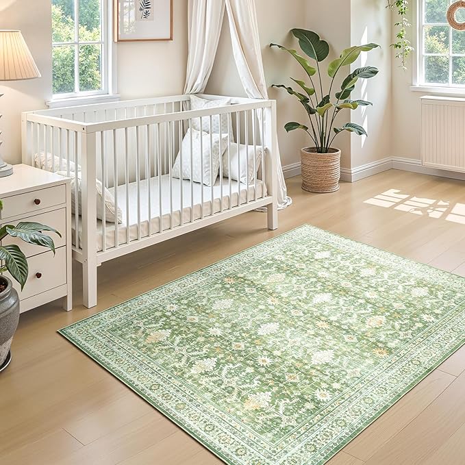 Lofus 3x5 Area Rug for Entryway, Light Green Non Slip Area Rugs for Kitchen, Washablee Soft Rugs for Bedroom, Living Room, Tool Room Nursery Kids Room Decor