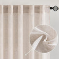 MIULEE Natural White Linen Curtains 105 Inch Length 2 Panels for Bedroom Living Room, Soft Thick Linen Textured Window Drapes Semi Sheer Light Filtering Back Tab Rod Pocket Burlap Look Decor