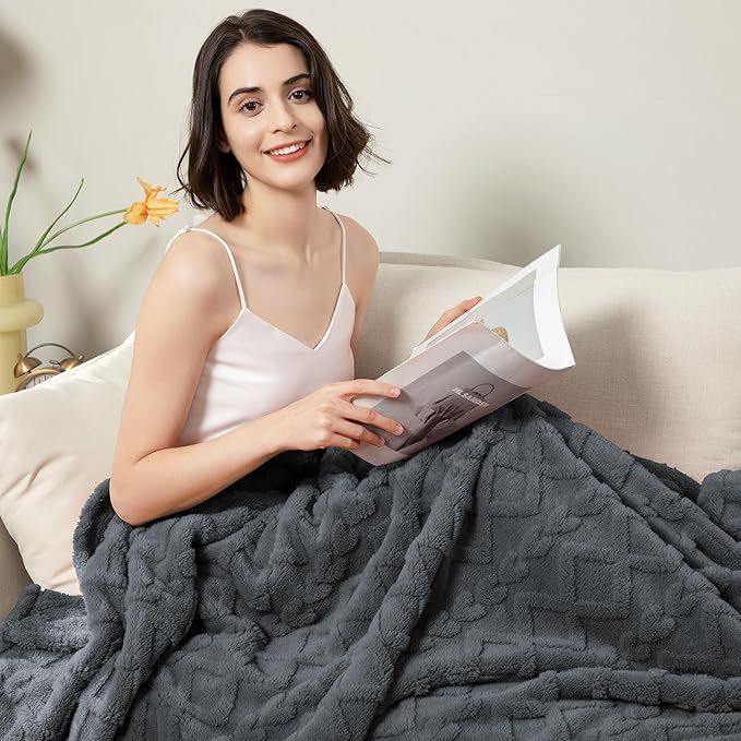 Aganear Blanket Queen Size - Washed Fuzzy Cozy Soft Lightweight Blankets for Couch, Sofa, Bed, Office, Breathable and Skin-Friendly Blanket for All Season Accessories(90"x90", Gray)