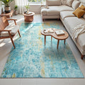 Ompaa Living Room Rug 5x7 Teal Blue Area Rug Machine Washable Boho Rug Non Slip Abstract Vintage Indoor Large Rugs for Bedroom, Classroom, College Dorm, Farmhouse, Dining Room, Kids Playroom