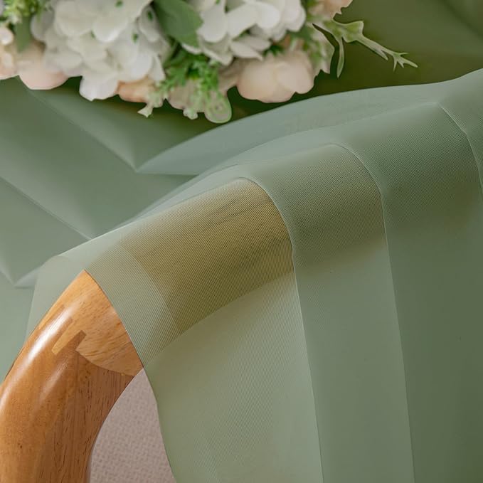 Simplebrand Sage Green Sheer Curtains 96 Inches Long, Light Filtering Rod Pocket Solid Color Window Sheer Curtain Panels, Elegant Curtains & Drapes for Living Room, Bedroom 2 Panels, 59" W x 96" L