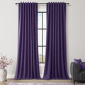 Guken 100% Blackout Curtains 90 Inch Length 2 Panels Set for Living Room Bedroom Back Tab Thermal Insulated Black Out Linen Drapes Room Darkening New Purple,52x90