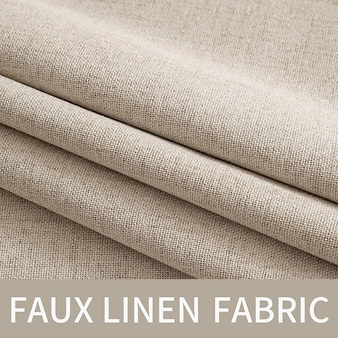 MIULEE Linen Textured Curtains for Bedroom Solid 100% Blackout Thermal Insulated Taupe Grommet Room Darkening Curtains & Drapes Luxury Decor for Living Room Nursery 52 x 63 Inch (2 Panels)