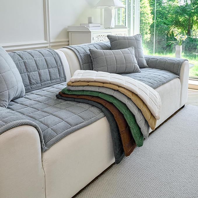 Couch Covers for Dogs Washable, Non Slip Couch Covers for Loveseat Sofa Pet Friendly, Soft Fuzzy Sofa Covers for Pet, Dog Couch Cover Furniture Protector(1PC,Light Grey,27.6"x70.9")