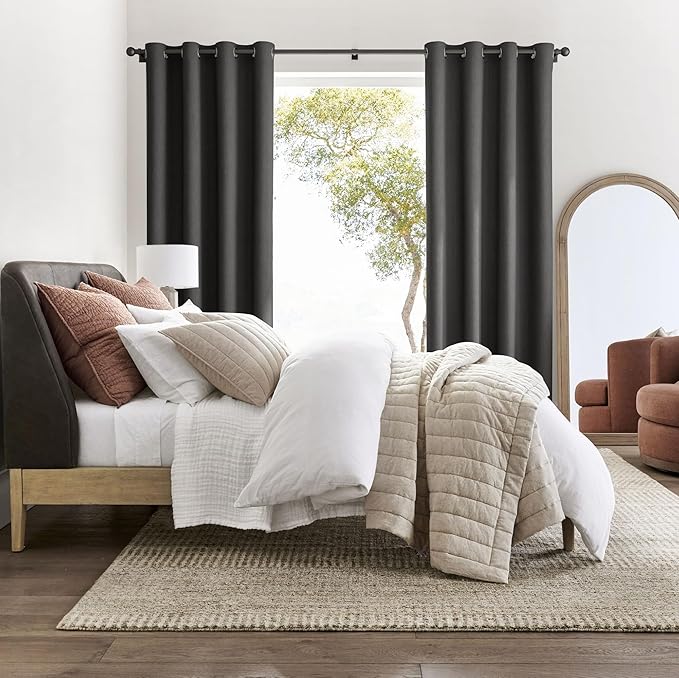 NICETOWN Room Darkening Draperies Curtains Panels, 2 Panels Grey W52 x L72
