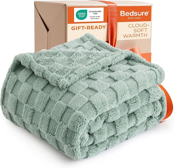 Bedsure GentleSoft Sage Green Twin XL Blanket for Bed - Super Soft Cozy Fleece Blankets for Kids, Cute Spring Throws for Girls, Dorm Room Essentials for Girls Teens Back to School, 66x90 Inches