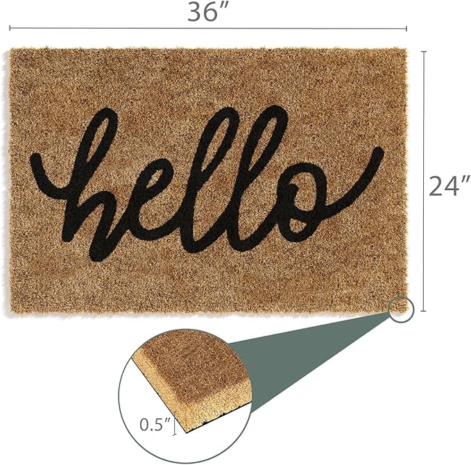 Barnyard Designs Doormat Welcome Mat for Outdoors, Large Front Door Entrance Mat, Brown (Hello, 36x24)