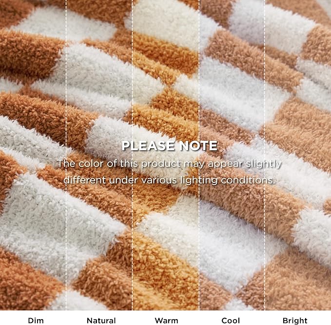 Bedsure GentleSoft Checkered Throw Blanket for Couch - Super Soft Cozy & Warm Knit Burnt Orange Blanket, Breathable, Lightweight & Fluffy Plaid Blankets for Bed, Sofa, Gifts for Women, 50x60 Inches