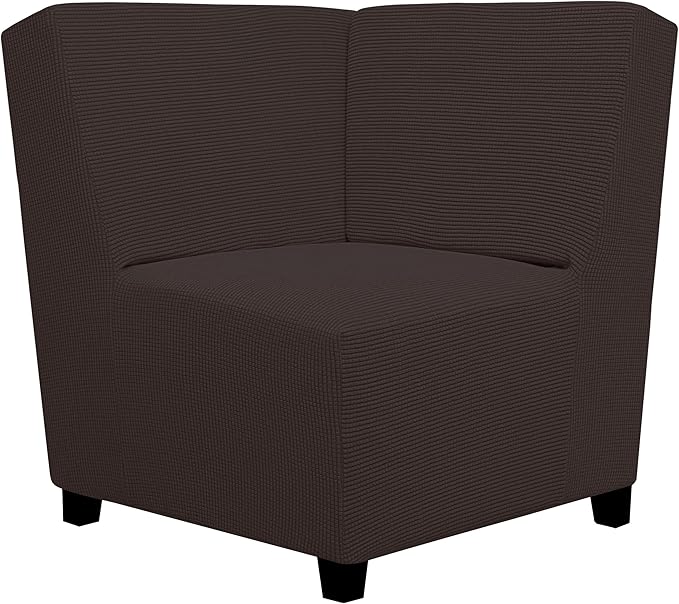Easy-Going Stretch Sectional Corner Sofa Slipcover 1-Piece Couch Sofa Cover Furniture Protector Soft with Elastic Bottom for Kids, Pet, Spandex Jacquard Fabric Chocolate