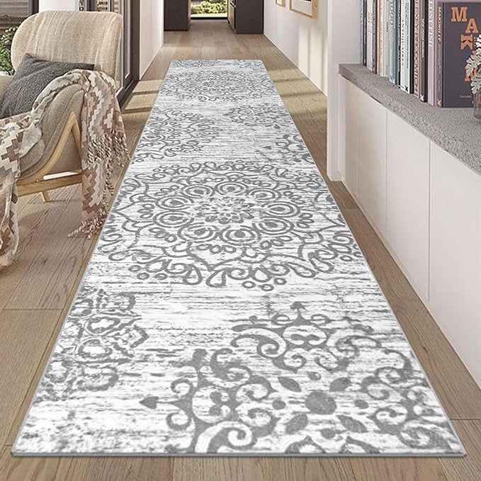 HEBE Hallway Runner Rug 2'x10' Washable Vintage Distressed Area Rugs Non Slip Laundry Rug Runner Boho Floor Carpet Runners for Hallways Entryway Laundry Room Kitchen Bathroom