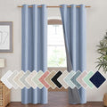 NICETOWN Stone Blue Vintage Linen 100% Blackout Curtains for Living Room, Thermal Insulated Curtains 90" Long, Noise Reducing Window Treatment Drapes for Hall Room, 42" Wide Per Panel, Set of 2