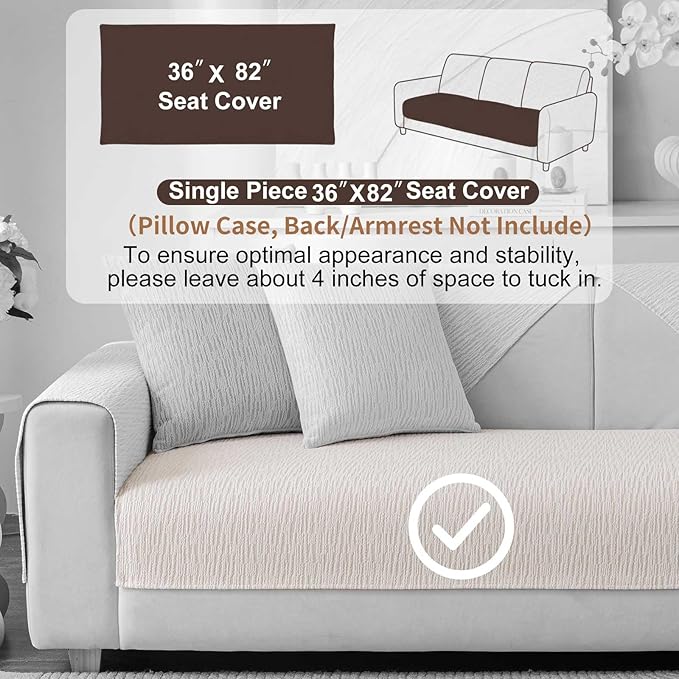 Soft Waterproof Chenille Cover Washable, Non Slip Sectional Sofa Covers for 3 Cushion Couch Sofa L Sharped Sofa Slipcover for Pets, Furniture Protector (1 PCS 36"x82" White)