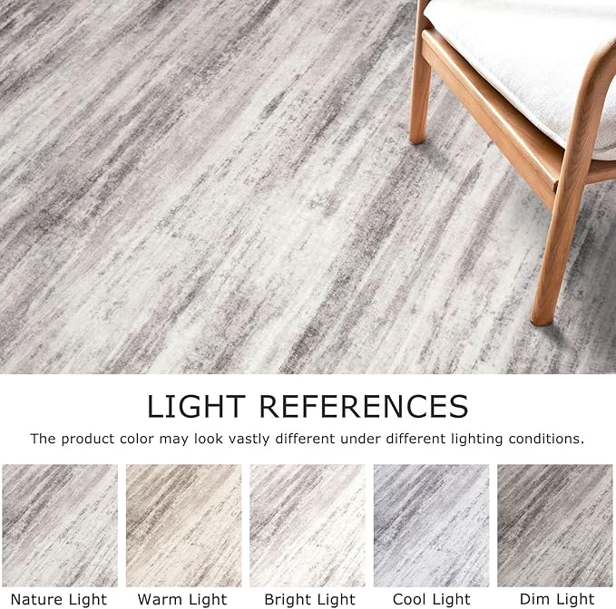 KOZYFLY Modern Abstract Hallway Runner, 2x12 Washable Rug Runner Non-Slip Soft Striped Kitchen Runner Rug, Grey/Light Beige/Brown Print Carpet for Entryway Bathroom