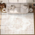 Area Rug 9x12 Vintage Rugs: Large Washable Living Room Rug Retro Medallion Distressed Soft Low Pile Non-Slip Rugs Indoor Floor Carpet for Bedroom Dining Table Office (Beige/Brown,9'x12')