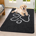 Smiry Dog Door Mat for Muddy Paws, Absorbent Dirt Trapper Non Slip Quick Dry Washable Chenille Mat for Mud Dogs, Entry Rug for Indoor and Outdoor (40x32 Inches, Black and White)