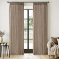 MIULEE Pinch Pleated Thick Linen Curtains 90 Inches Long 2 Panels for Living Room Bedroom, Linen Texture Memory Trained Brown Drapes Pleat Back Tab Light Filtering Country Farmhouse Burlap Curtains
