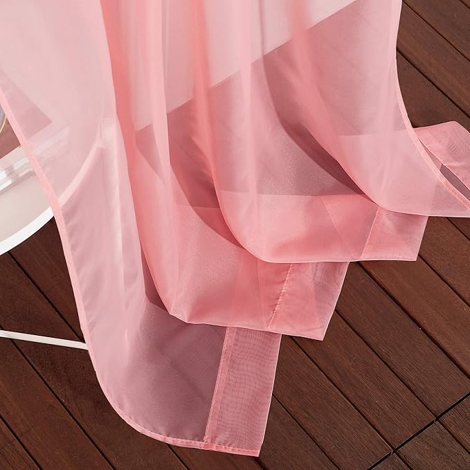 NICETOWN Sheer Curtains Extra Long 96-inch - Grommet Casual Style Airy & Breathable with Amount Light Sheer Panels for Patio/Glass Door (108 inches Wide Total 2 Pieces, Coral)