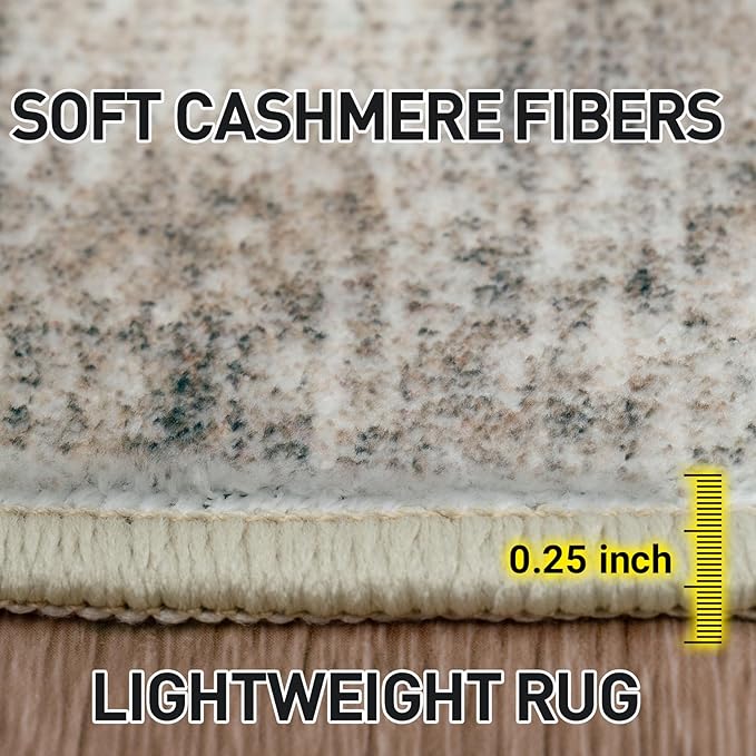 6x9 Area Rugs Washable Rug: Large Modern Abstract Living Room Rug Soft Anti-Skid Thin Carpet Indoor Floor Non-Shedding Carpets for Bedroom Dining Room Farmhouse Nursery Home Office Brown Black