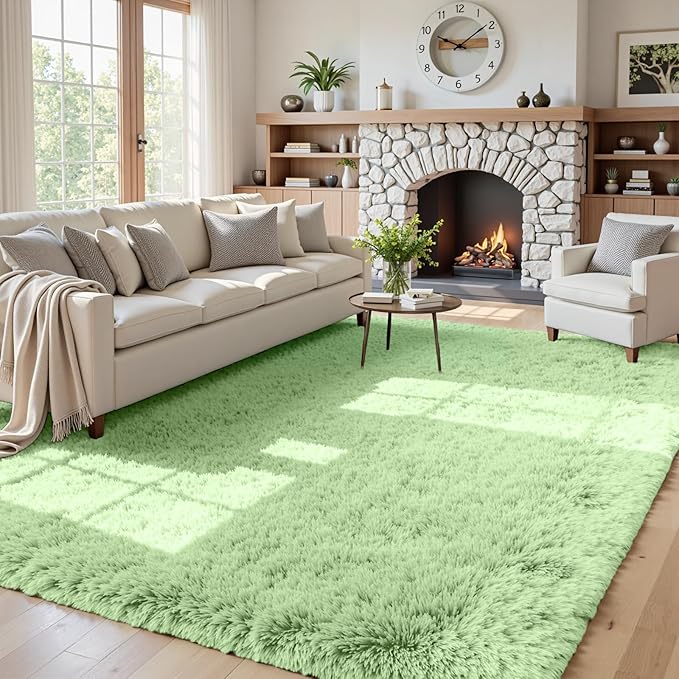 5x7 Area Rugs for Living Room Rug: Soft Fluffy Shag Mint Green Rugs for Bedroom, Non-Slip Large Fuzzy Plush Rug Indoor Floor Carpet for Nursery Kids Boys Girls Room, Dorms, Playroom, Modern Home Decor