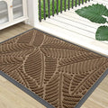 Colorxy Waterproof Doormat, Sturdy Natural Rubber Front Indoor Mat, Non Slip Low Profile Outdoor Door Mat, Stain and Fade Resistant Floor Mats, Easy Clean Patio Entry Mat, 59''x20'', Light Brown