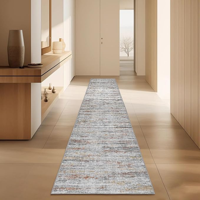 Washable Runner Rugs 3x10 Abstract Kitchen Runner Rug Non Slip Backing, Ultra-Thin Carpet Runners for Hallway 10 ft,Long Rug Runner for Entryway Living Room Bedroom Laundry Room