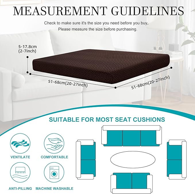 12Pcs Stretch Patio Cushion Covers,Outdoor Couch Covers Replacement,Outdoor Couch & Sofa Slipcovers,for Patio Furniture Cushion Covers,Washable Reusable Furniture Protector (Coffee,Cover Only)