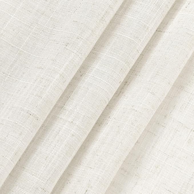 Cream Linen Back Tab Curtains 63 Inch Length for Living Room 2 Panel Set Neutral Modern Farmhouse Window Curtain Privacy Semi Sheer Linen Drapes Rustic Pinch Pleated Look Curtain Natural Ivory