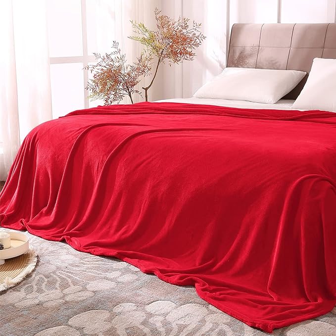 BEDELITE Fleece Blanket Red Full Blankets for Couch & Bed, Luxury Plush Cozy Fuzzy Blanket 84" x 90", Super Soft Warm Lightweight Throw Blanket for Travel Camping