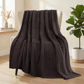 Whale Flotilla Extra Large Fuzzy Fleece Throw Blanket for Couch, 50x70 Inch Fluffy Warm Soft Jacquard Blankets for All Season, Lightweight and Cozy, Coffee