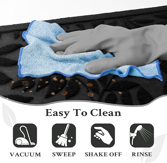 Black Leaves Outdoor Indoor Entrance Doormats, Absorbent Durable Heavy Duty Welcome Front Door Mat,Thick Natural Rubber Back,Easy Clean Entryway Mat 23x35 Inch, Low Profile