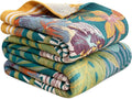MSGKV Boho Throw Blanket for Couch and Sofa Cotton Blankets for Living Room Bedroom Reversable Florals Throw 60"x80" Spring Breathable Cozy Blankets