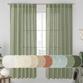 LAMIT Sage Green 72 inch Linen Curtains for Living Room 2 Panels, Linen Textured Light Filtering Semi Sheer Back Tab and Rod Pocket Window Curtain Panels for Bedroom/Farmhouse, 52 x 72 Inch