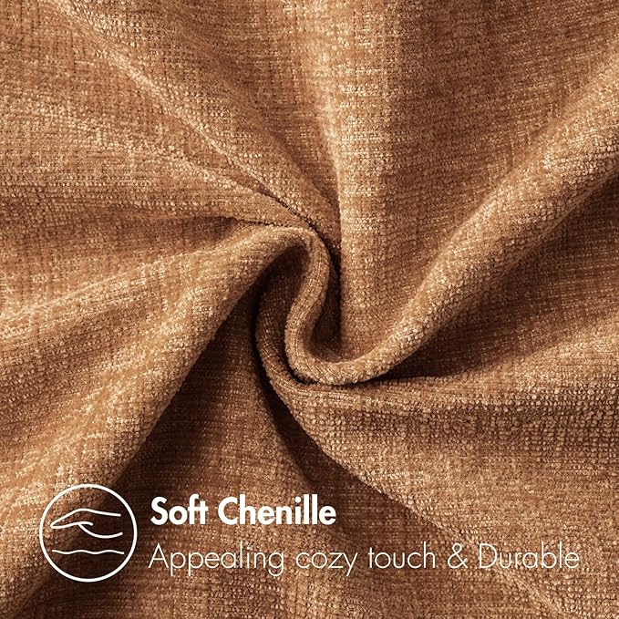 MIULEE Pack of 2 Brown Throw Pillow Covers 24x24 Inch Soft Chenille Pillow Covers for Sofa Living Room Couch Solid Dyed Cases