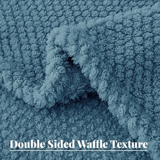 Whale Flotilla Extra Large Fuzzy Fleece Throw Blanket for Couch, 50x70 Inch Fluffy Warm Soft Jacquard Blankets for All Season, Lightweight and Cozy, Slate Blue