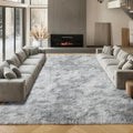 ONASAR 8x10 Area Rugs for Living Room, Tie-Dyed Light Grey Large Fluffy Shag Bedroom Rug, Soft Plush Thick Shaggy Big Floor Carpet for Kids Boy and Girls Teen Dorm Nursery Indoor Home Decor