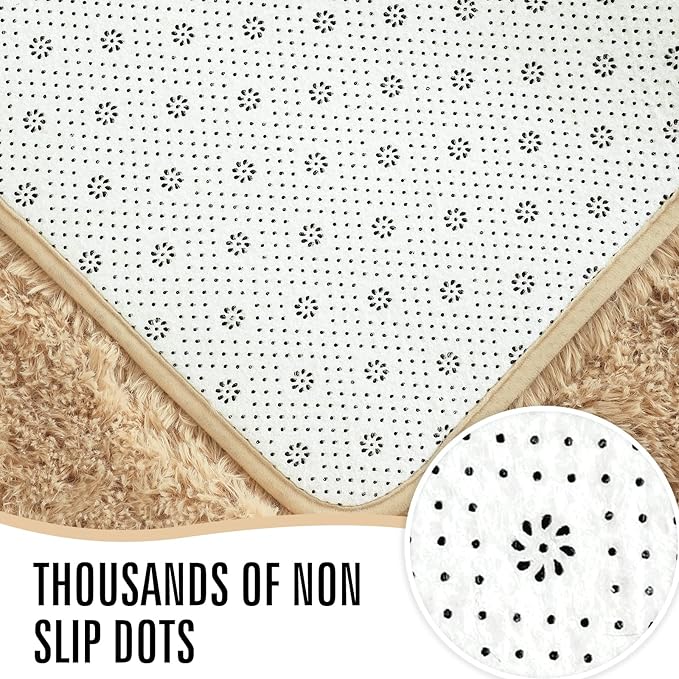 LOCHAS Ultra Soft Indoor Modern Area Rugs Fluffy Living Room Carpets for Children Bedroom Home Decor Nursery Rug Girls 6x9 Feet, Light Tan