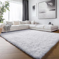 ONASAR White 6x9 Area Rugs for Living Room Bedroom, Large Fluffy Bedside Throw Rug, Soft Plush Shaggy Fuzzy Floor Carpet for Nursery Kids Girls Boys Teen Dorm Home Office Decor Aesthetic