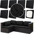 8Pcs Outdoor Cushion Covers, Patio Cushion Covers,Stretch Elastic Slipcovers, Replacement Washable & Reusable Furniture Protector for Patio Couch,Thick Jacquard Textured Twill Fabric(Black,Cover Only)