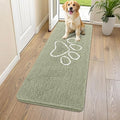 Smiry Dog Door Mat for Muddy Paws, Absorbent Dirt Trapper Non Slip Quick Dry Washable Chenille Mat for Mud Dogs, Entry Rug for Indoor and Outdoor (59x24 Inches, Sage Green and White)