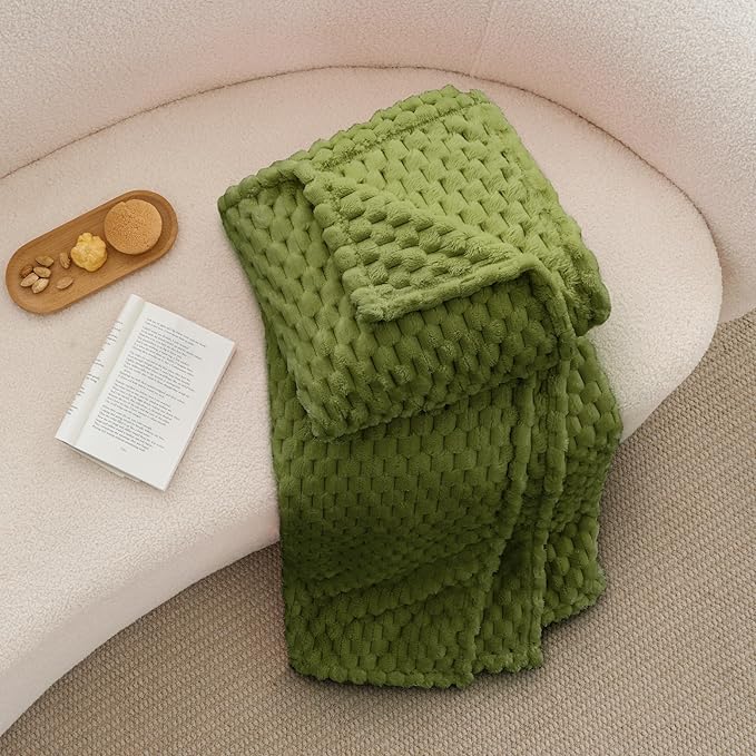 BEDELITE Fleece Blanket - 3D Jacquard Decorative Green Apple Throw Blankets for Couch & Bed, Soft and Cozy Warm Plush Fluffy Blanket All Seasons Suitable, 50x60Inches