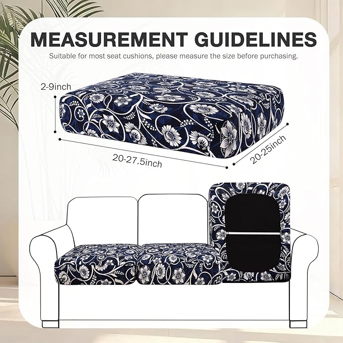 hyha 8Pcs Patio Cushion Covers, Stretch Outdoor Couch Cushion Covers Replacement, Washable Outdoor Chair/Sofa Slipcovers for Patio Furniture Cushions Protector with Elastic Bottom(Baroque,Cover Only)