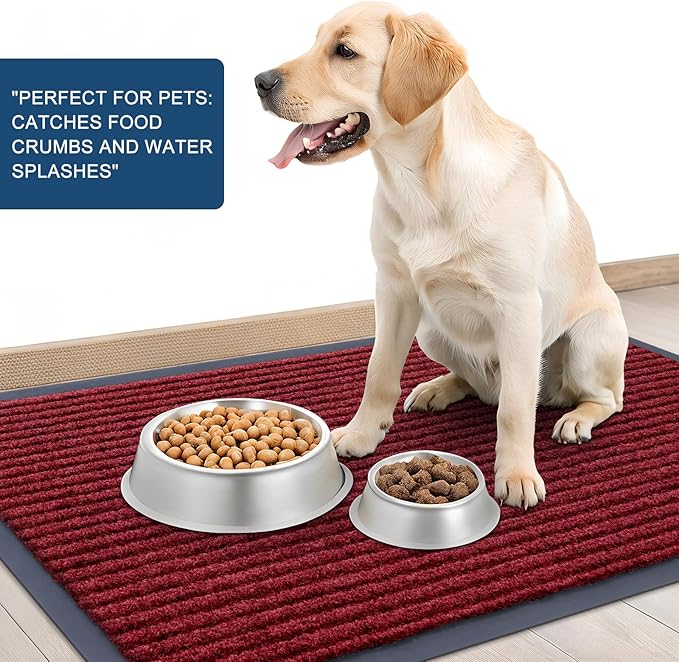 OLANLY Front Door Mat Indoor Outdoor Entrance, Waterproof Heavy Duty Doormat, Fade Resistant, Low Profile, Easy Clean Patio Porch Welcome Floor Mats for Entry, 59x23, Wine Red