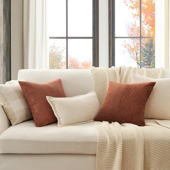 Topfinel Decorative Rust Throw Pillow Covers Cushion Cases, Set of 4 Soft Velvet Modern Double-Sided Designs Terracotta Home Decor ，Fall Style Throw Pillows 20x20 inches