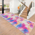 Fluffy Colorful Rug for Bedroom 3x10 ft Kawaii Tie-Dyed Area Rug Non Slip Cute Unicorn Kids Runner Rug for Girls Princess Teens Living Room Playroom Baby Nursery Decor Carpets