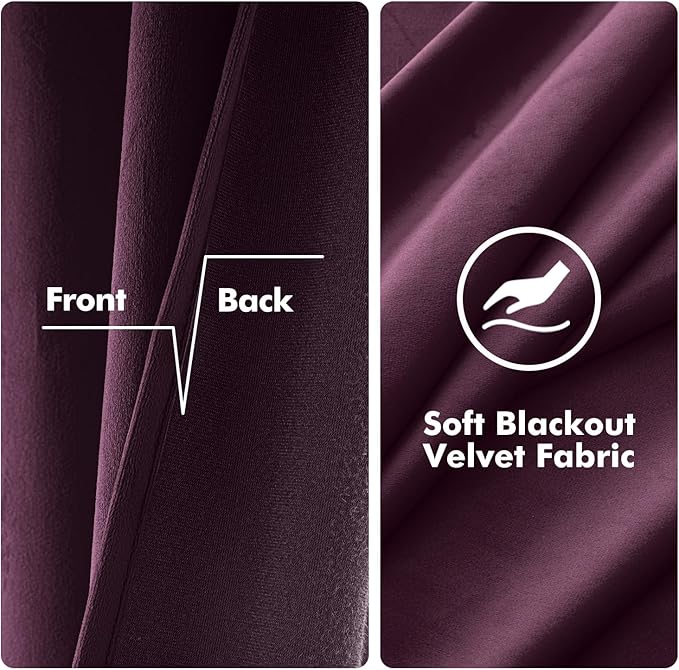 MIULEE Velvet Curtains Purple Orchid Elegant Grommet Thermal Insulated Soundproof Room Darkening Curtains/Drapes for Classical Living Room Bedroom Decor 52 x 108 Inch Set of 2