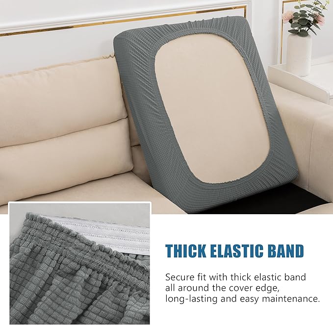 Water Repellent Sofa Seat Cushion Covers High Stretch Furniture Protector (Sofa Cushion, Dove Grey)