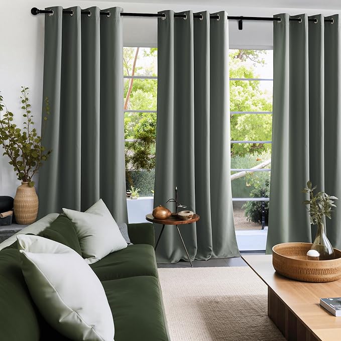NICETOWN Room Darkening Draperies Curtains Panels, 2 Panels Dark Mallard W52 x L84