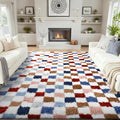 Ophanie Checkered Rainbow Rug for Living Room Bedroom, Colorful Fluffy Soft Cute Fuzzy Area Rugs, Shag Plush Shaggy Bedside Floor 8x10 Furry Carpet for Kids Teen Dorm Nursery Home Decor Aesthetic