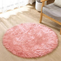 ORINOVA Round Rug 3ft Pink Small Fluffy Rug for Living Room Washable Shaggy Area Rugs for Bedroom Cute Room Circle Nursery Rug